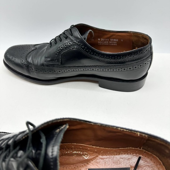 Bostonian Classics Oxford Black Leather Wingtip Brogue Lace Up Shoes Size 10M - Picture 2 of 13